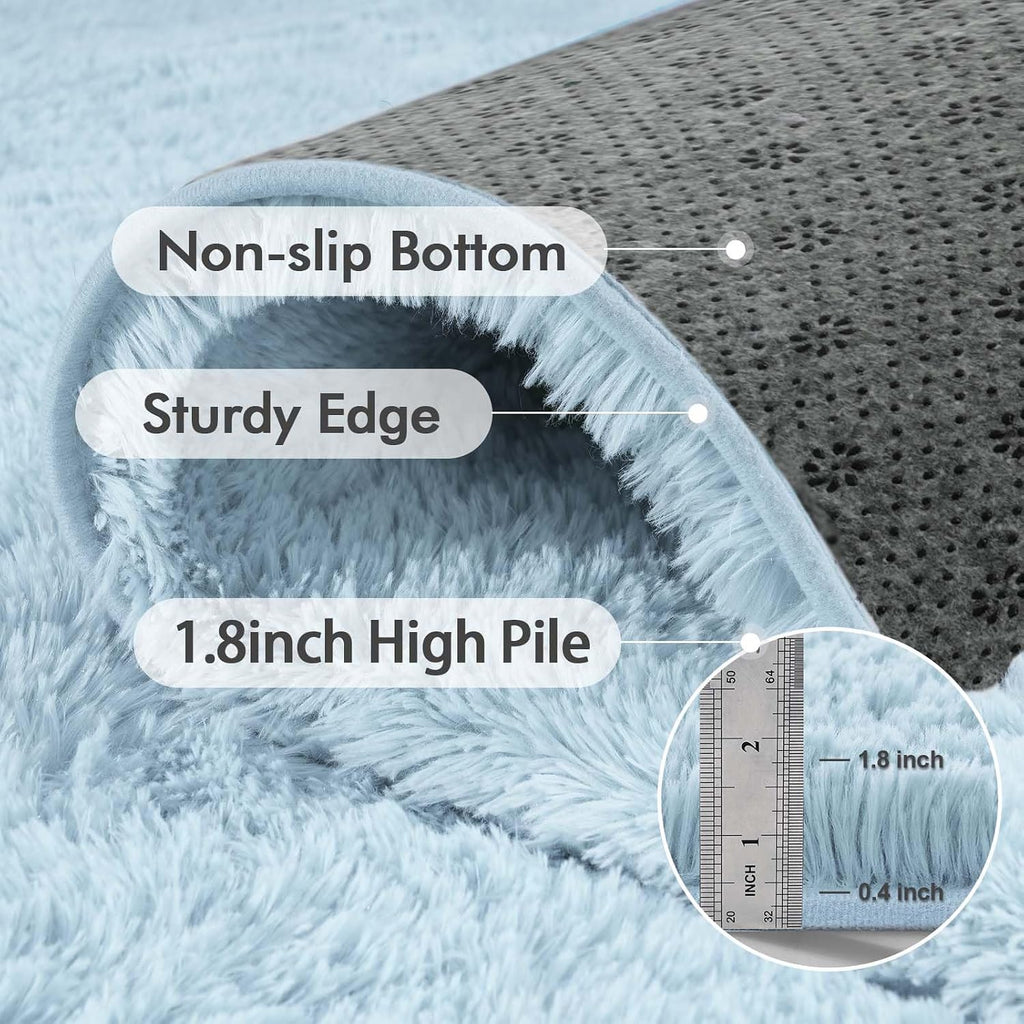 6X9 Ft Large Shag Rugs for Living Room Decor, Ultra Soft Fluffy Furry Area Rugs for Bedroom Indoor Floor, Aesthetic Carpet for Kids Home (Light Blue)