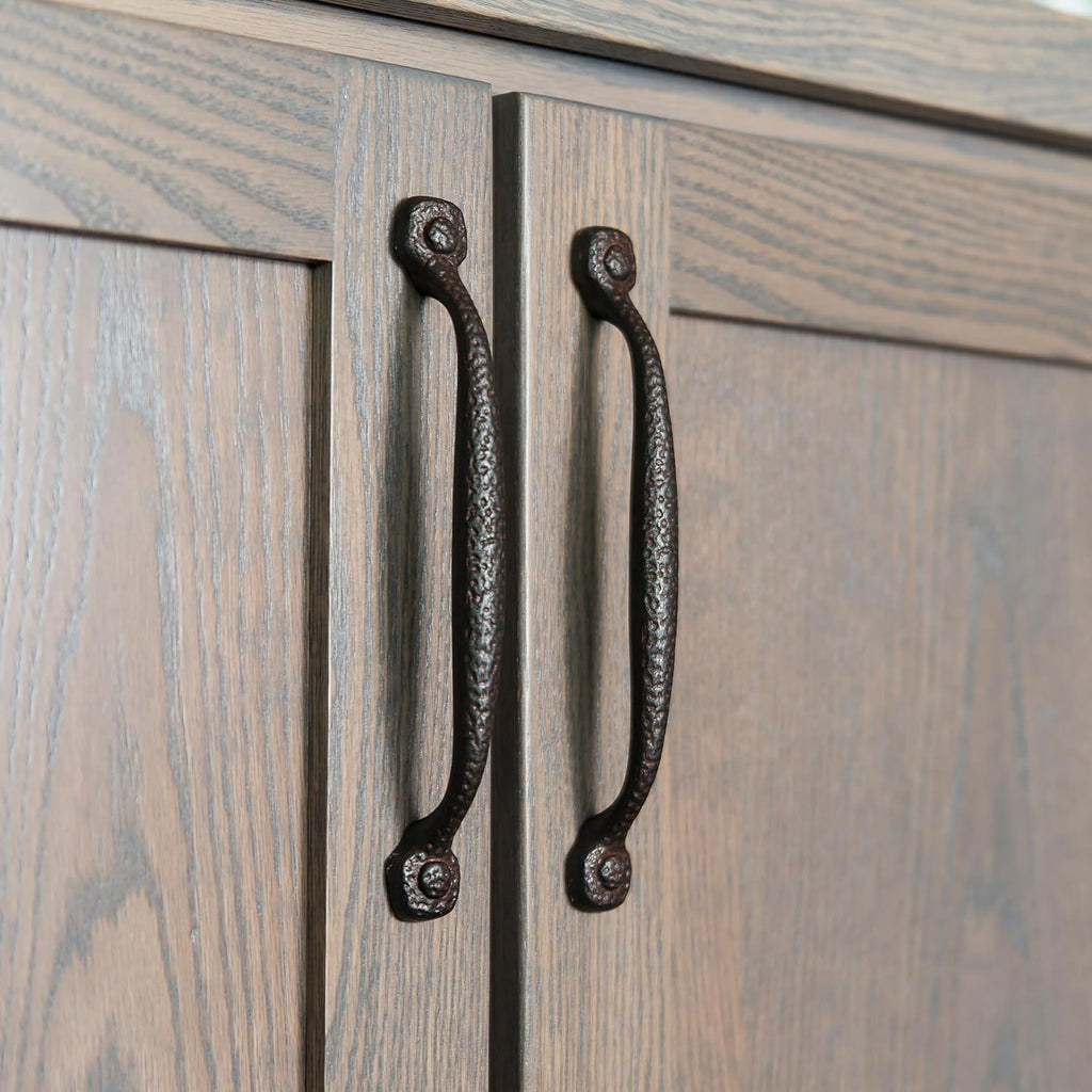 1 Pack Solid Core Kitchen Cabinet Pulls, Luxury Cabinet Handles, Hardware for Doors & Dresser Drawers, 7-9/16 Inch (192Mm) Hole Center, Rustic Iron, Refined Rustic Collection