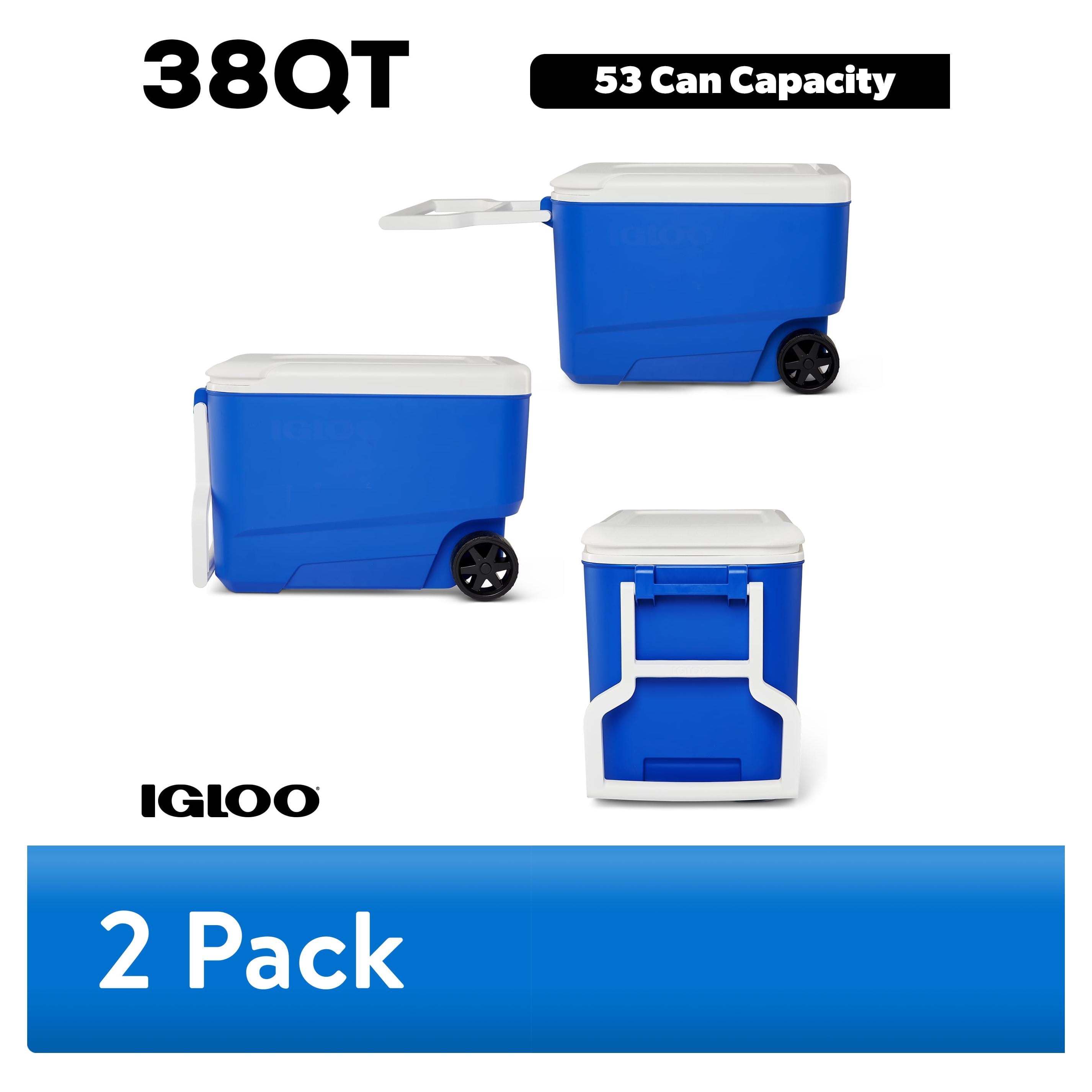 Wheelie Cool 38 QT Hard Sided Cooler with Wheels, Blue