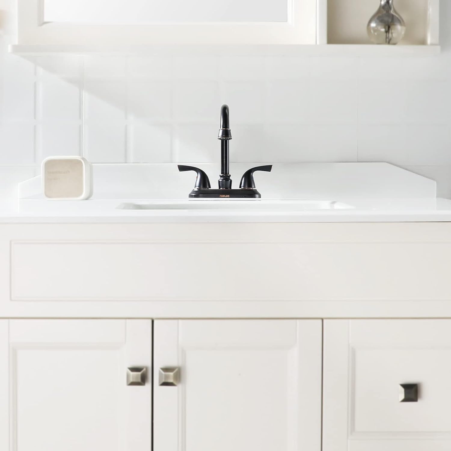 Oil Rubbed Bronze Double-Handle Lavatory Faucet with Metal Drain Assembly and Supply Hose, 13592