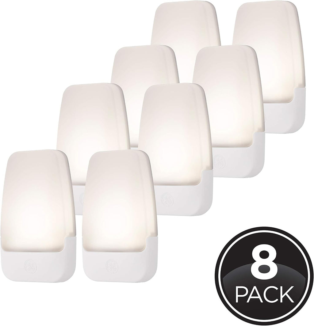 GE LED Night Light, Plug-In, Dusk to Dawn Sensor, Warm White, Ambient Lighting, Ideal Nightlight for Kids, Adults, Bedroom, Bathroom, Nursery, Hallway, Kitchen, 46478, 8 Pack