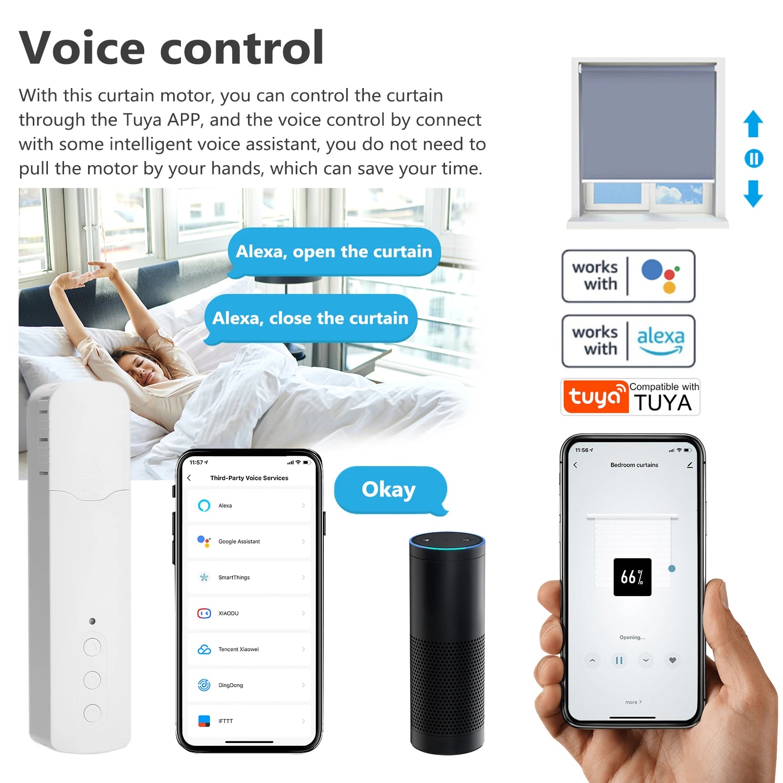 Smart WiFi Electric Curtain Motor - Voice Control for Alexa & Google Home