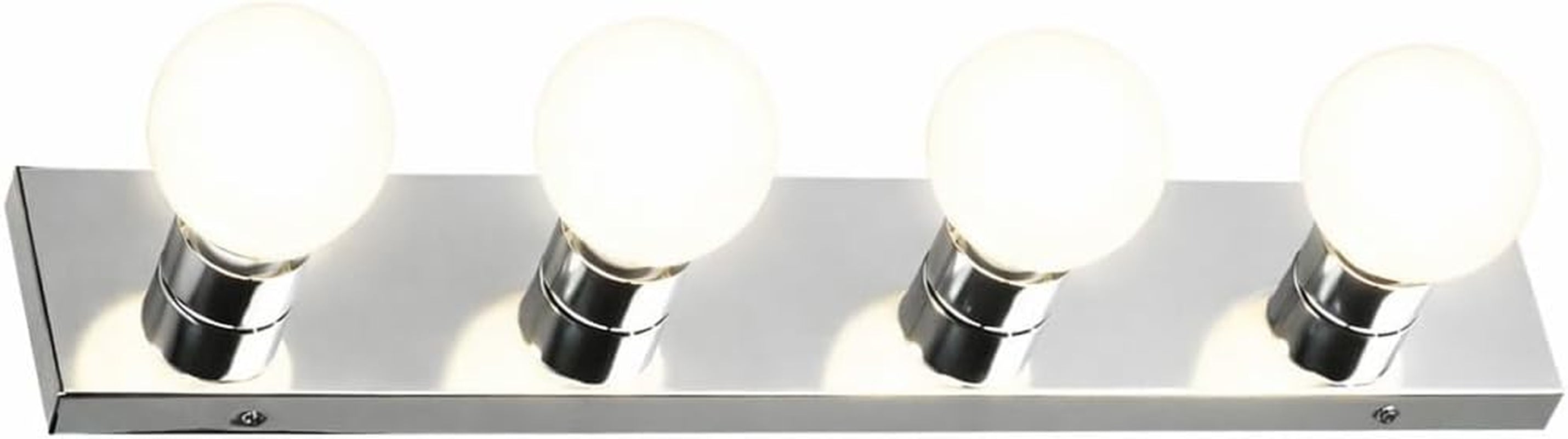 Vanity Lighting, Steel Construction, 4 Vanity Lights, Dimmable, Uses Four 60W Bulbs, Polished Chrome, 24.0 In. W X 4.3 In. H X 2.0 In. D, 500892