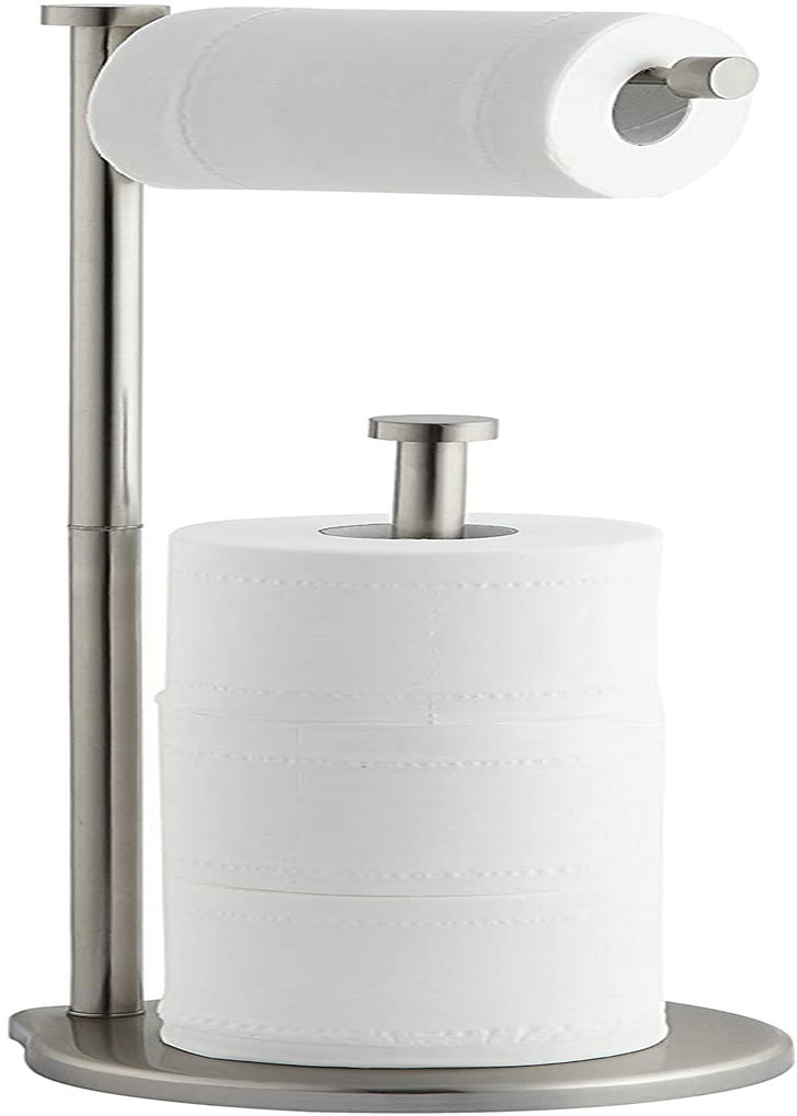 Freestanding Bathroom Toilet Paper Holder with Reserve for Jumbo Rolls