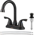 Oil Rubbed Bronze Double-Handle Lavatory Faucet with Metal Drain Assembly and Supply Hose, 13592