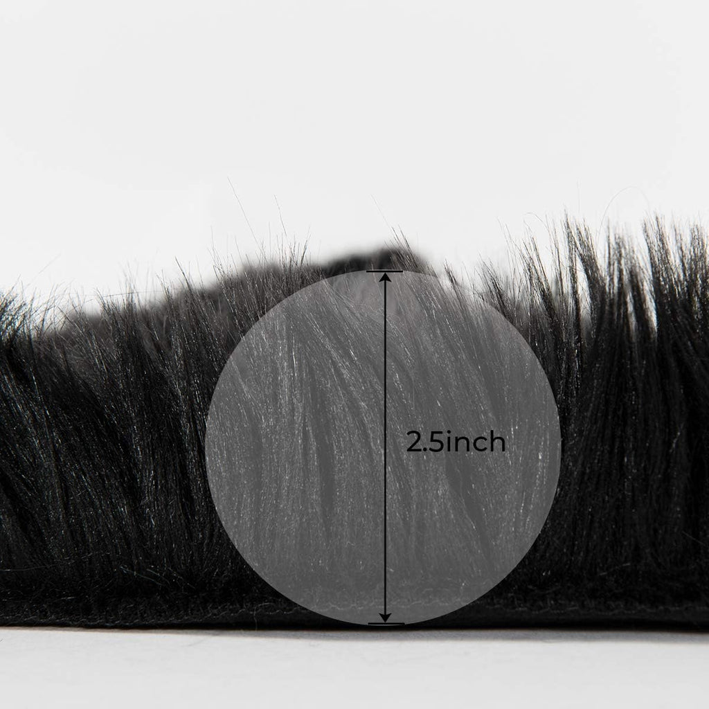Faux Sheepskin Fur Area Rug Black, 2X3 Feet, 4 Pack, Fluffy Soft Fuzzy Plush Shaggy Carpet Throw Rug for Indoor Floor, Sofa, Chair, Bedroom, Living Room, Home Decoration