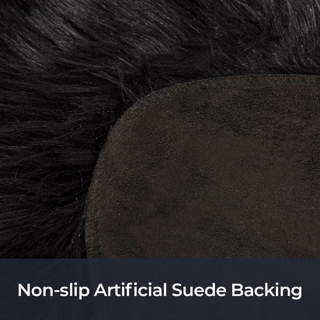 Faux Sheepskin Fur Area Rug Black, 2X3 Feet, 4 Pack, Fluffy Soft Fuzzy Plush Shaggy Carpet Throw Rug for Indoor Floor, Sofa, Chair, Bedroom, Living Room, Home Decoration