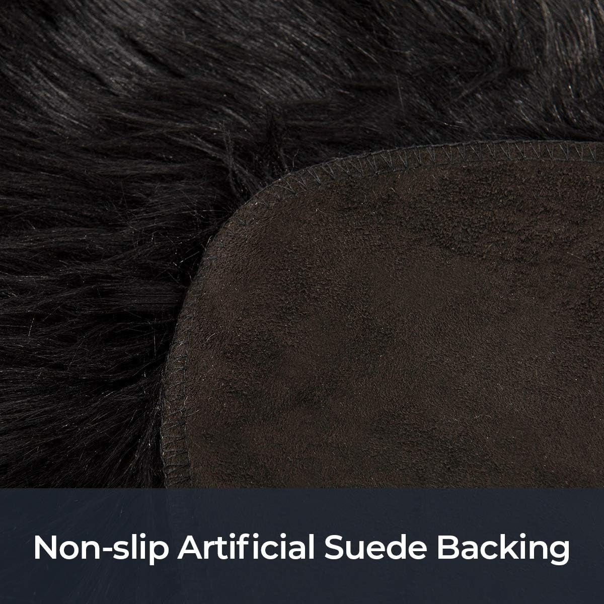 Faux Sheepskin Fur Area Rug Black, 2X3 Feet, 4 Pack, Fluffy Soft Fuzzy Plush Shaggy Carpet Throw Rug for Indoor Floor, Sofa, Chair, Bedroom, Living Room, Home Decoration