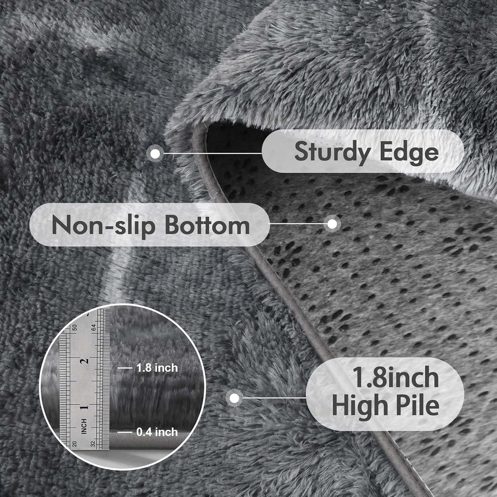 Plush Grey Star Area Rug - 5x7 Feet Soft Shaggy Non-Slip Carpet for Living Room, Bedroom, Nursery & Dorm Decor
