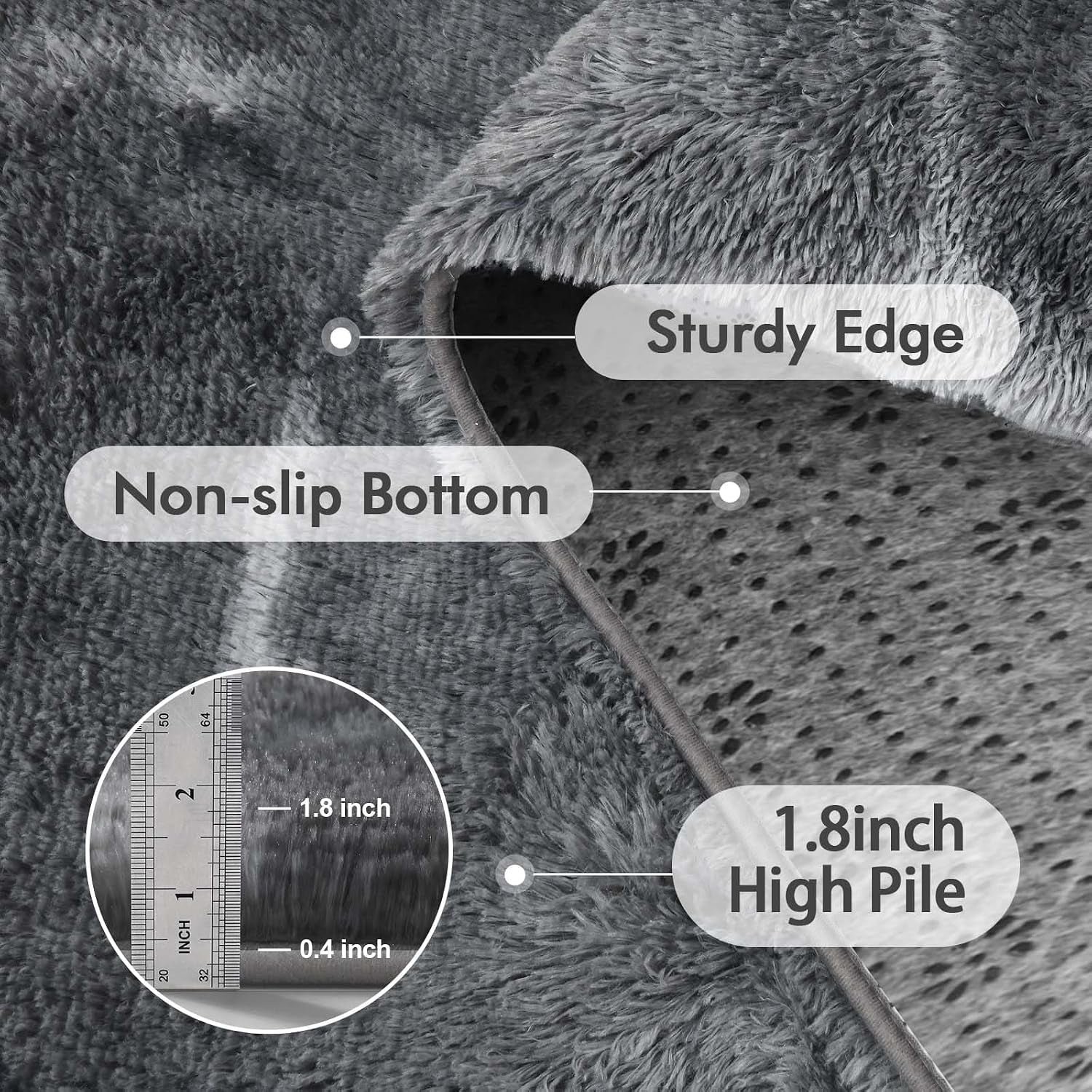 Plush Grey Star Area Rug - 5x7 Feet Soft Shaggy Non-Slip Carpet for Living Room, Bedroom, Nursery & Dorm Decor
