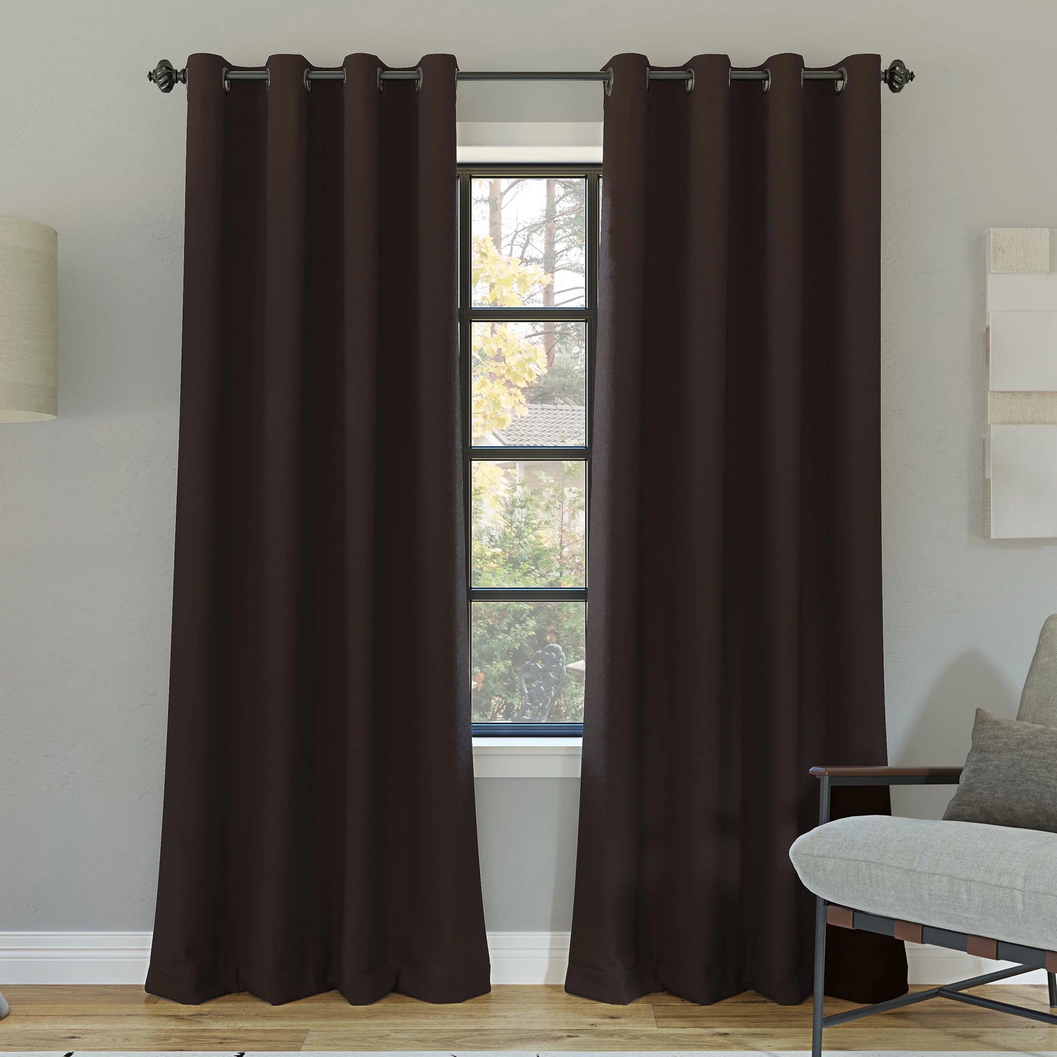 Oslo Extreme 100% Blackout Grommet Curtain Panel, 52"X95", Dark Chocolate, 1-Piece Single Panel