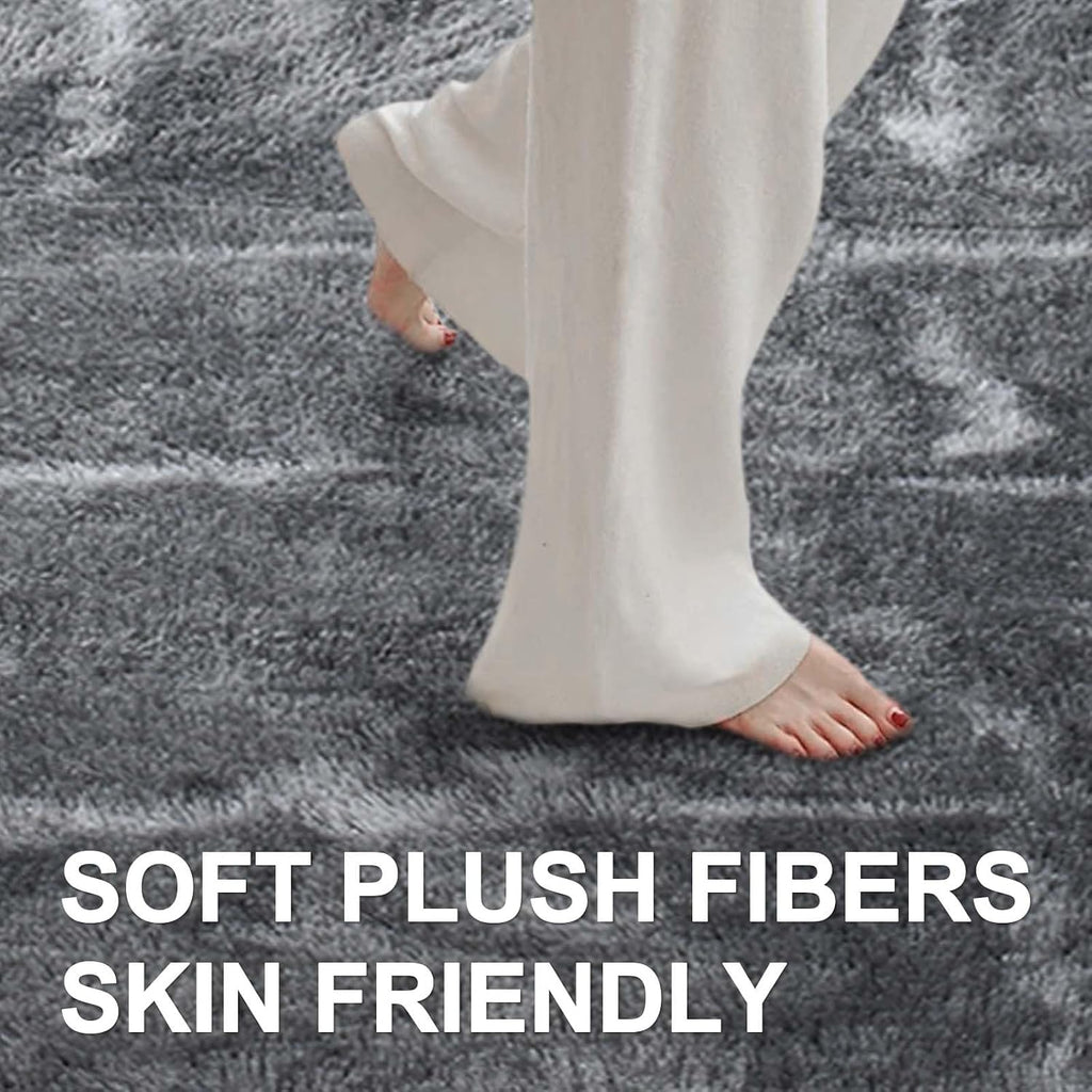 Plush Grey Star Area Rug - 5x7 Feet Soft Shaggy Non-Slip Carpet for Living Room, Bedroom, Nursery & Dorm Decor