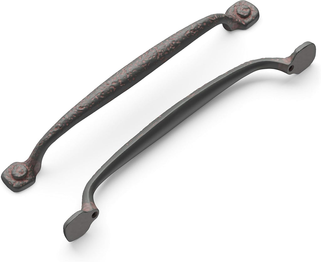 1 Pack Solid Core Kitchen Cabinet Pulls, Luxury Cabinet Handles, Hardware for Doors & Dresser Drawers, 7-9/16 Inch (192Mm) Hole Center, Rustic Iron, Refined Rustic Collection