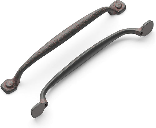 1 Pack Solid Core Kitchen Cabinet Pulls, Luxury Cabinet Handles, Hardware for Doors & Dresser Drawers, 7-9/16 Inch (192Mm) Hole Center, Rustic Iron, Refined Rustic Collection